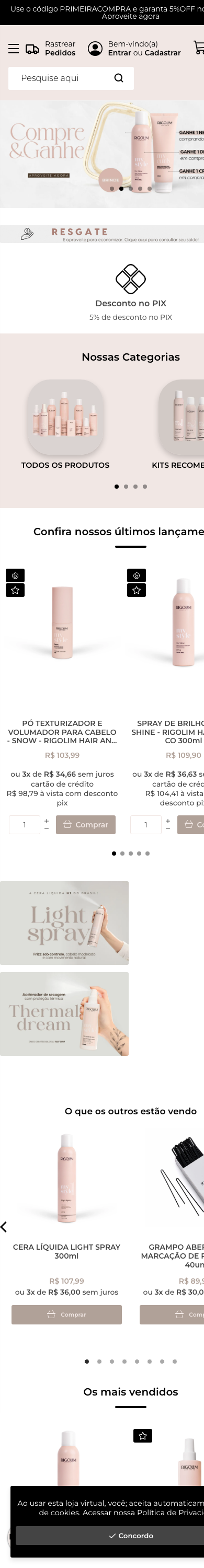 Home no mobile com títulos cortados